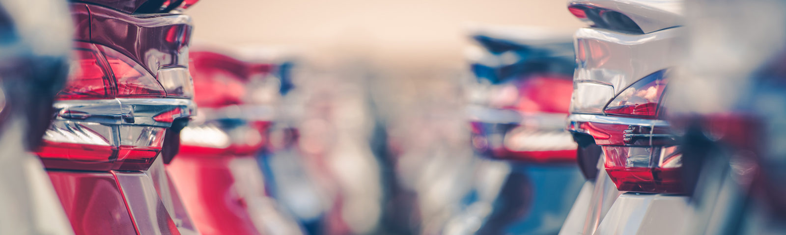 Rows of parked vehicles